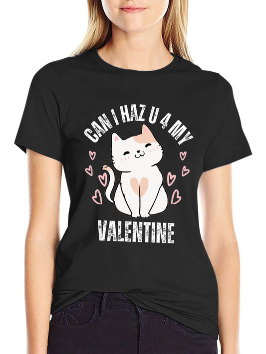 Valentines Day Cat Graphic T-Shirt