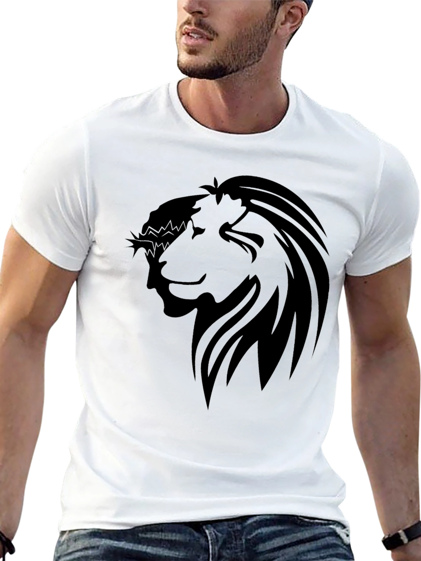 Lion Crown Graphic Black T-Shirt - Stylish Mens Tee