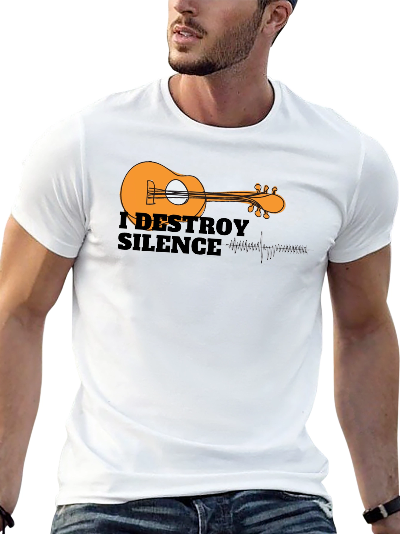I Destroy Silence Guitar Graphic Black T-Shirt