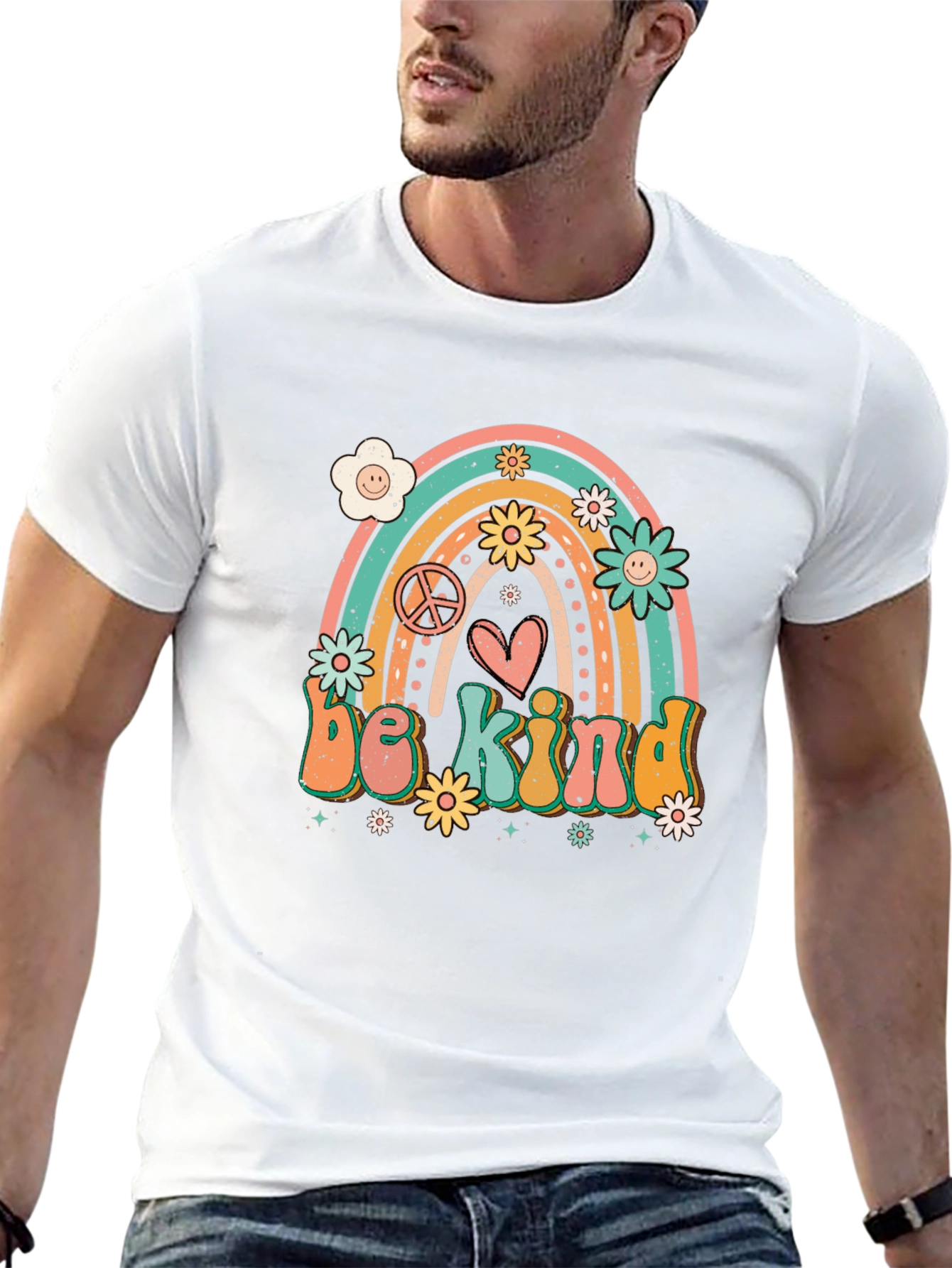 Be Kind Rainbow Graphic Tee - Black T-Shirt