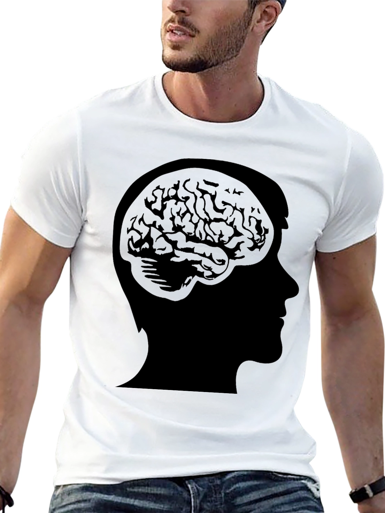 Brain Silhouette T-Shirt - Black Graphic Tee