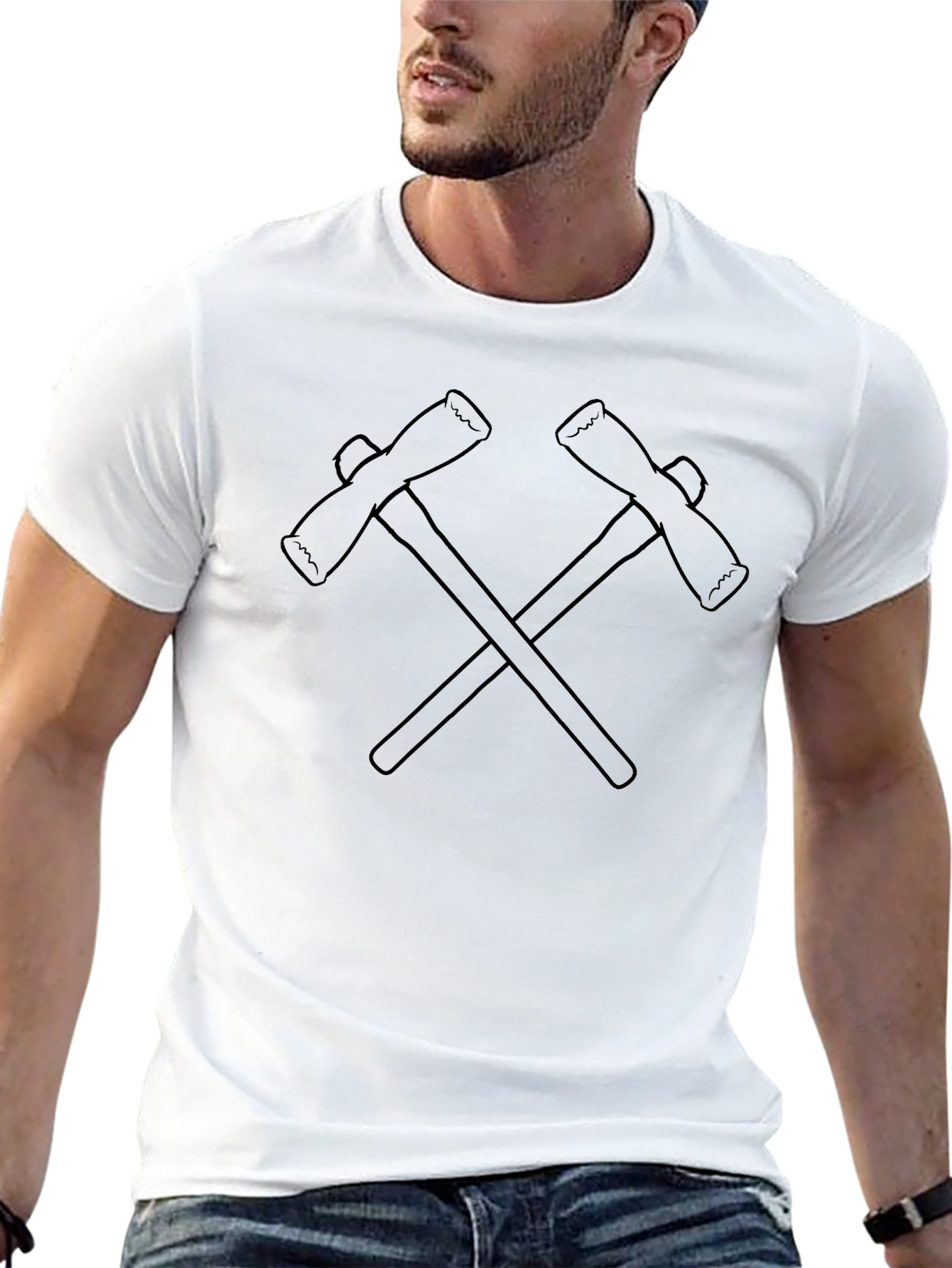 Crossed Axes Black Graphic Tee - Mens Style