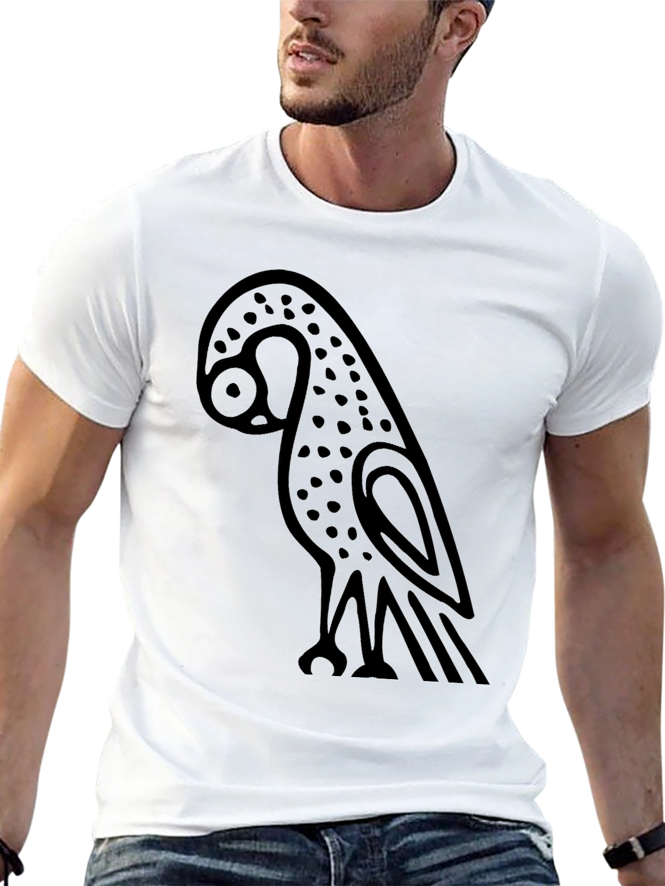 Black T-Shirt with Owl Graphic