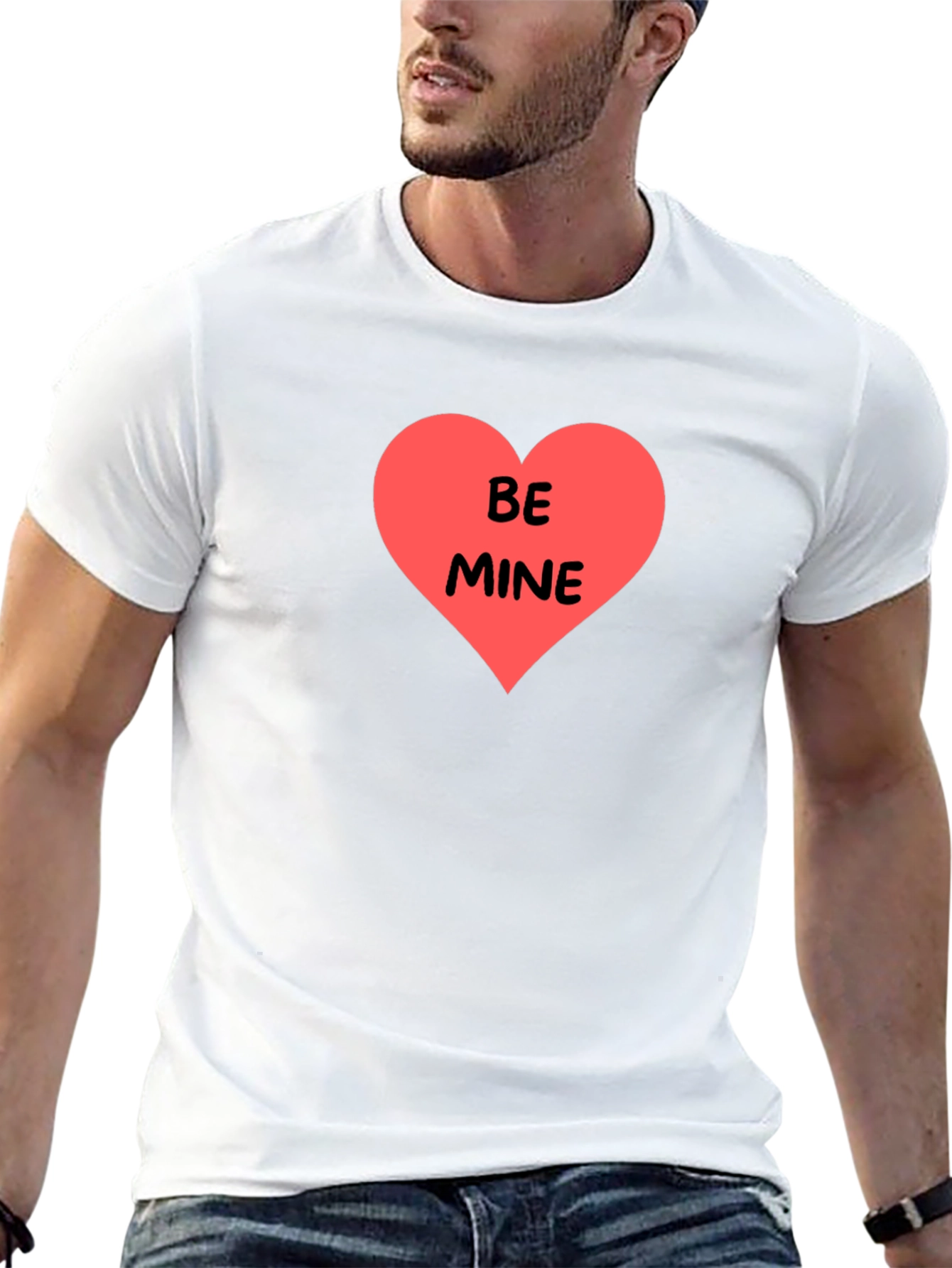 Be Mine Heart Graphic Black T-Shirt