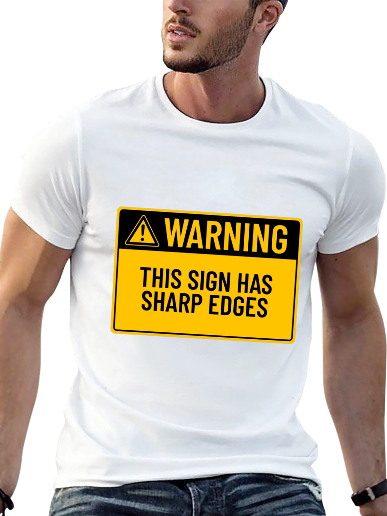 Warning Sharp Edges Novelty Graphic Tee