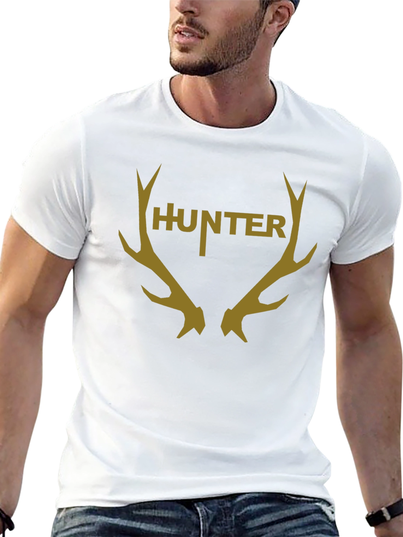 Hunter Antler Graphic Black T-Shirt