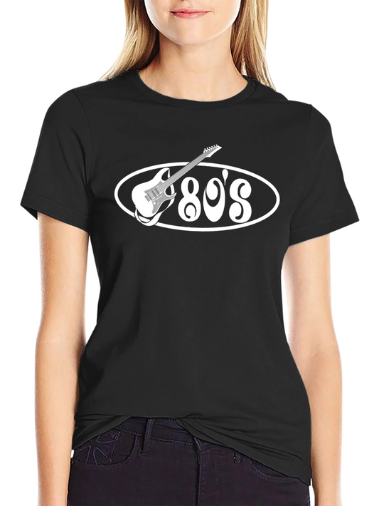 Retro 80s Guitar T-Shirt - Black