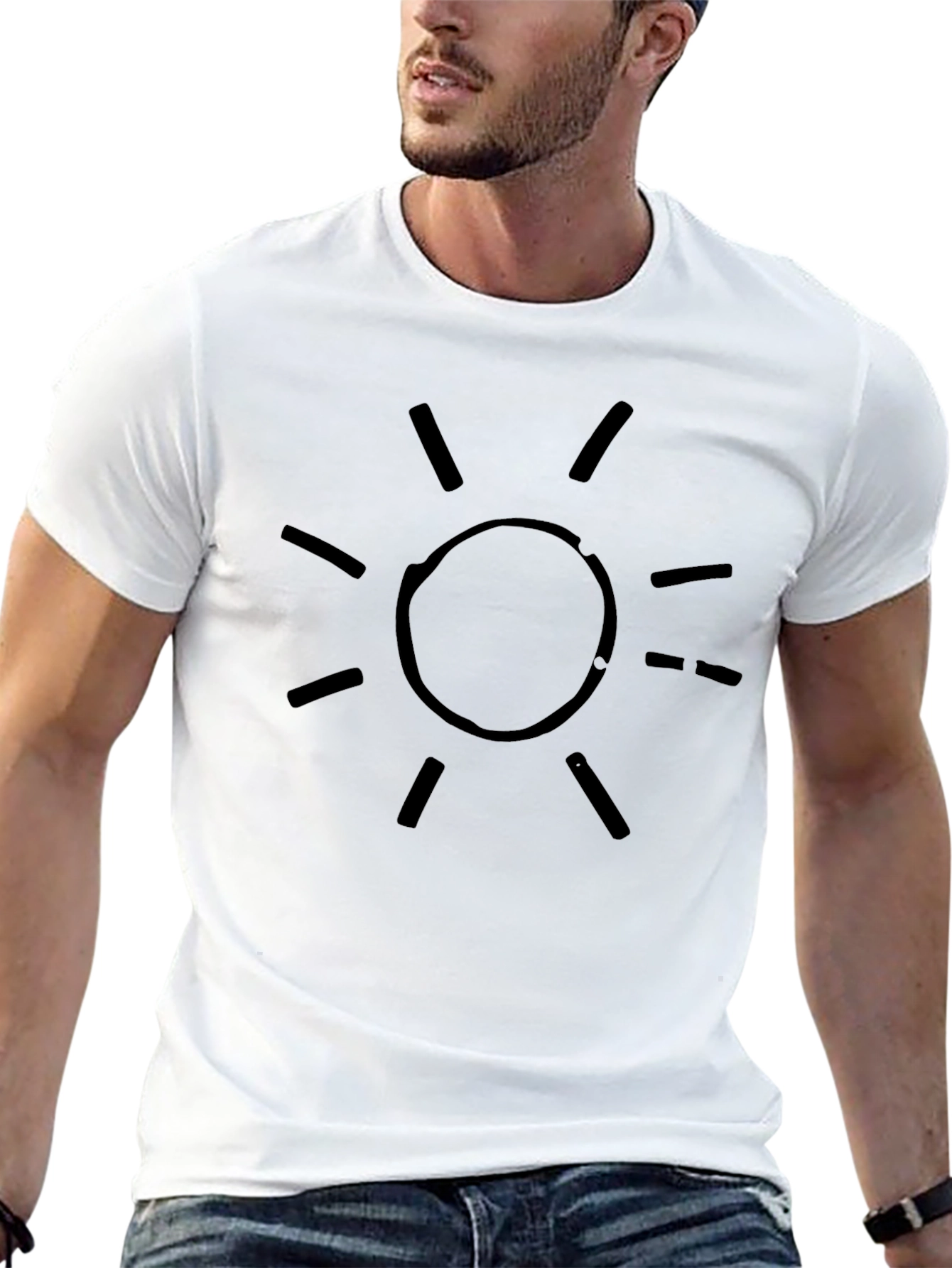 Black T-Shirt with Sun Graphic