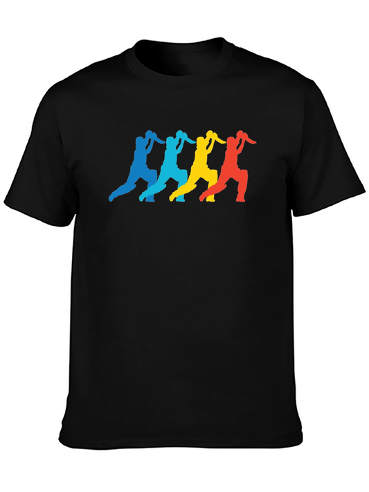Retro Cricket Player Graphic T-Shirt