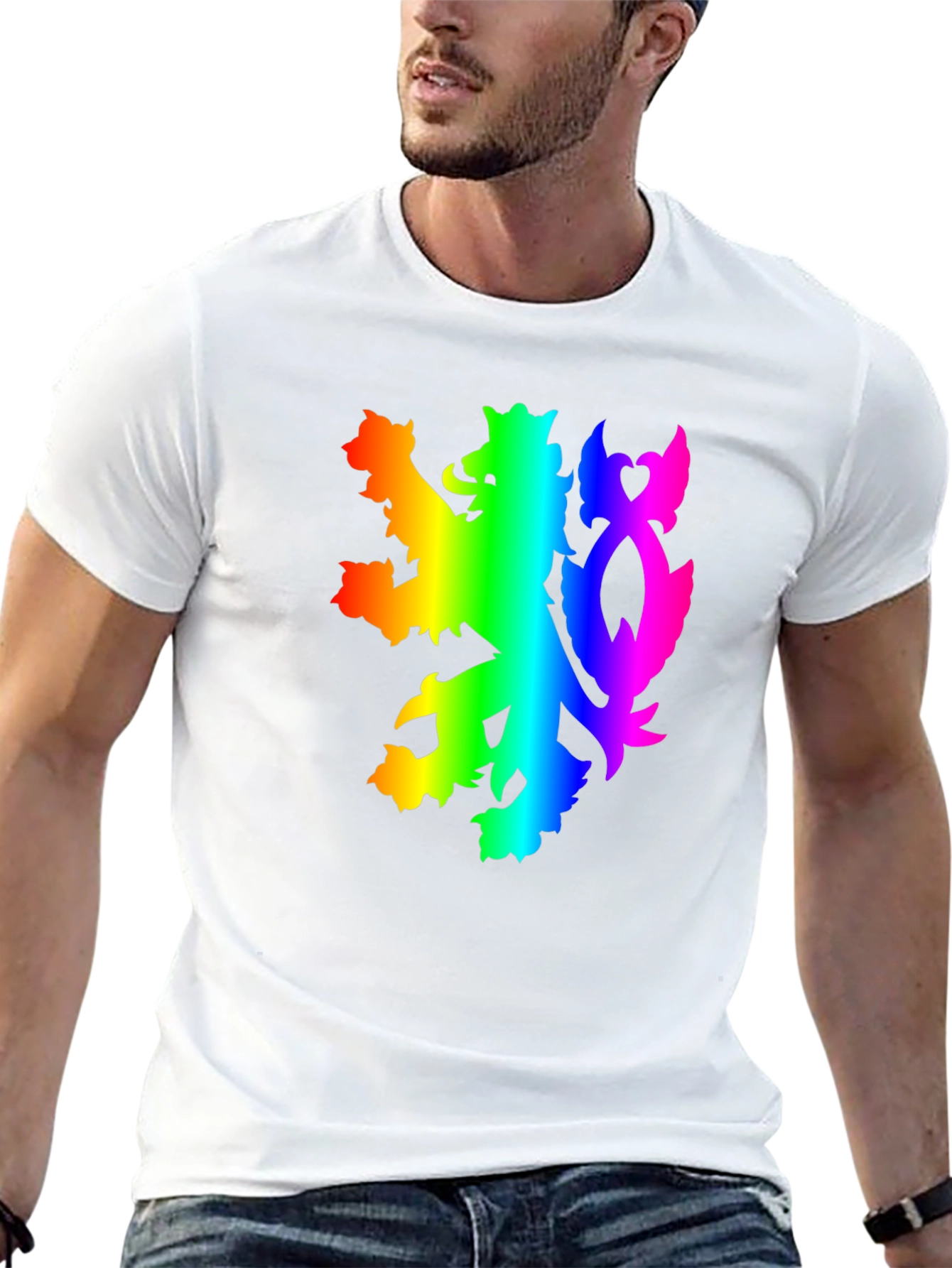 Rainbow Lion Crest Graphic Tee - Pride Shirt