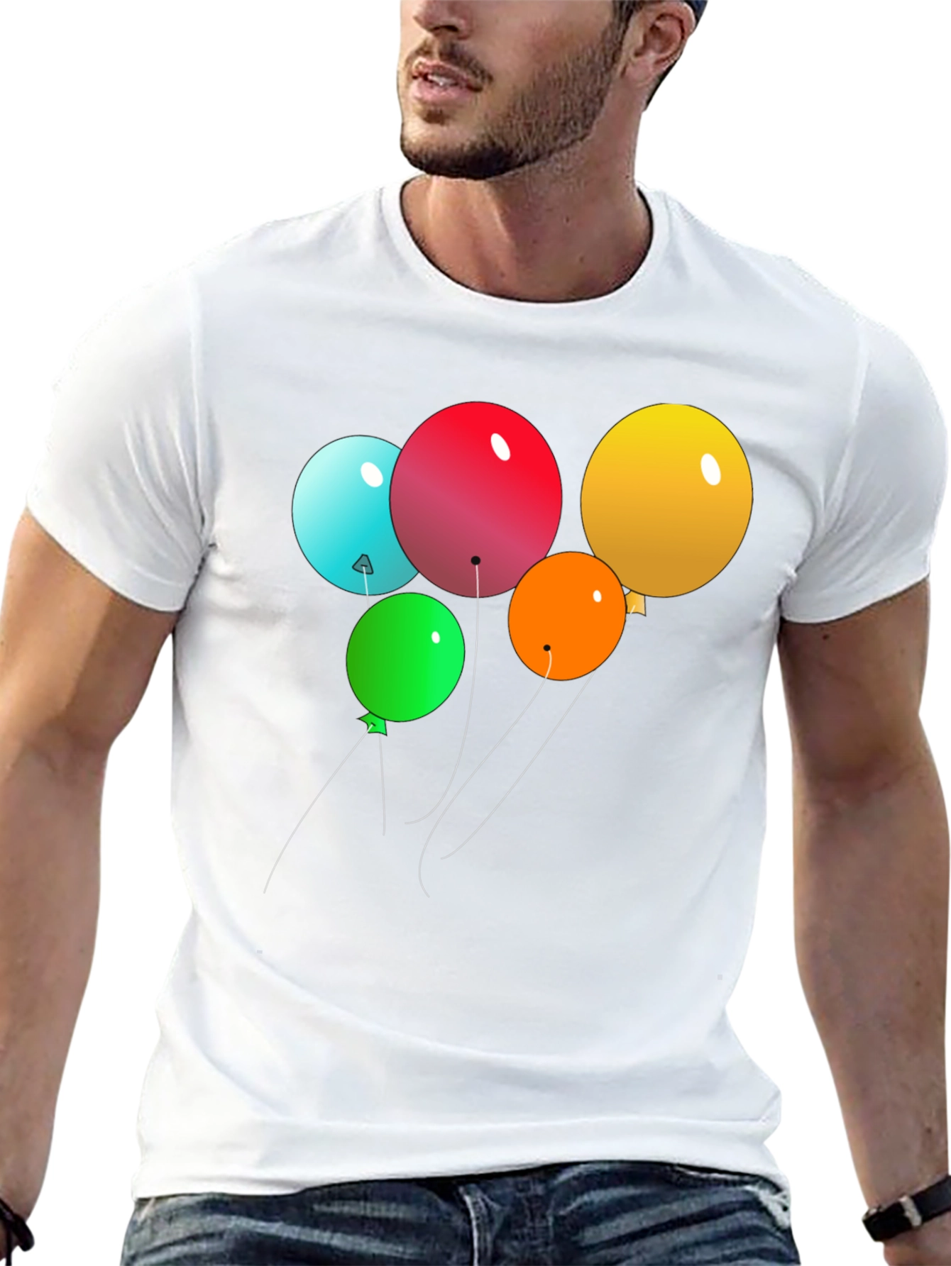 Balloon Graphic Print Black T-Shirt