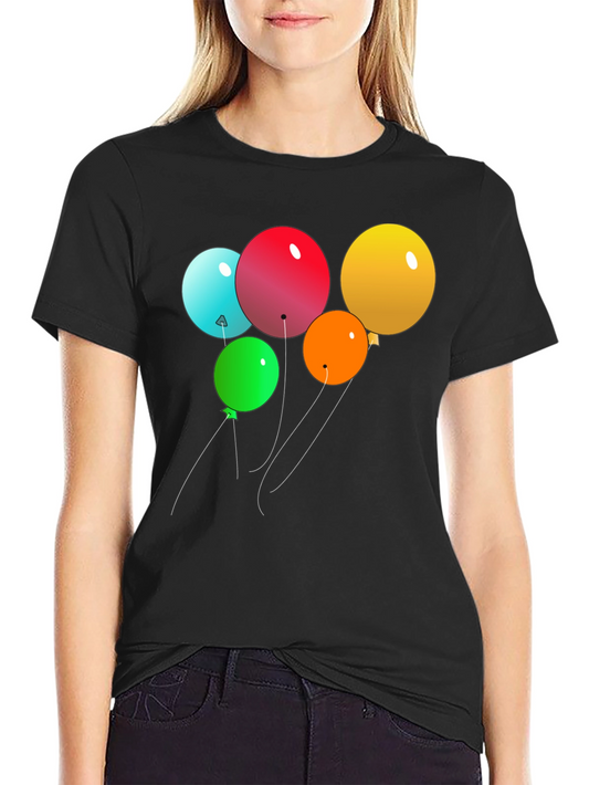 Balloon Graphic Print Black T-Shirt