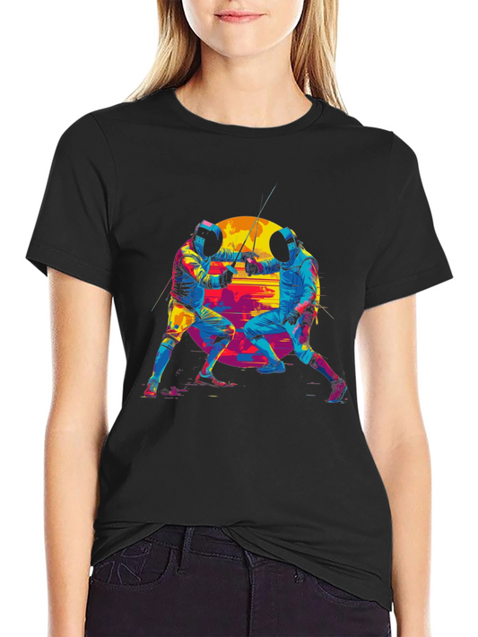 Fencing Duel Graphic Tee - Black