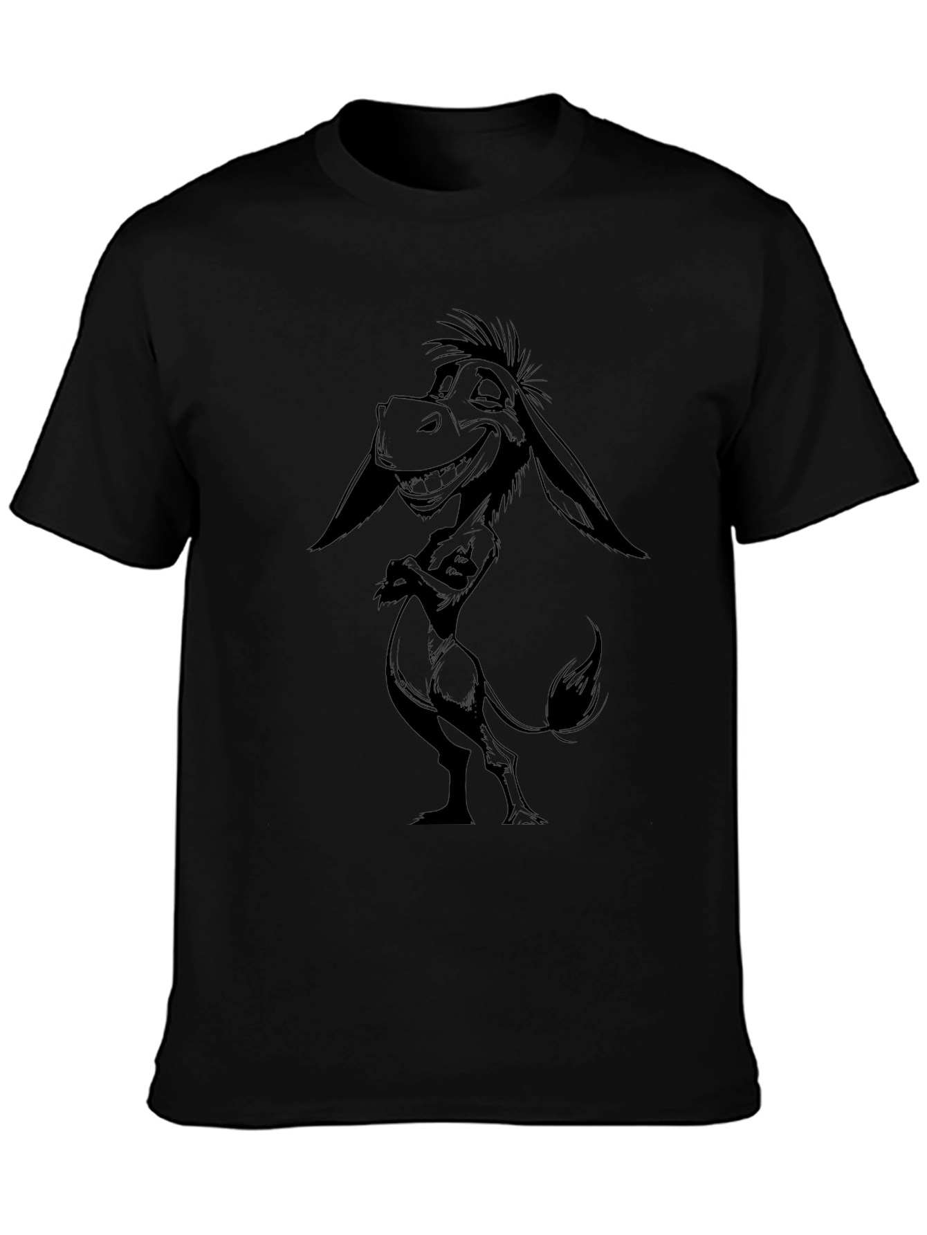 Donkey Graphic Tee - Cartoon Animal Black T-Shirt