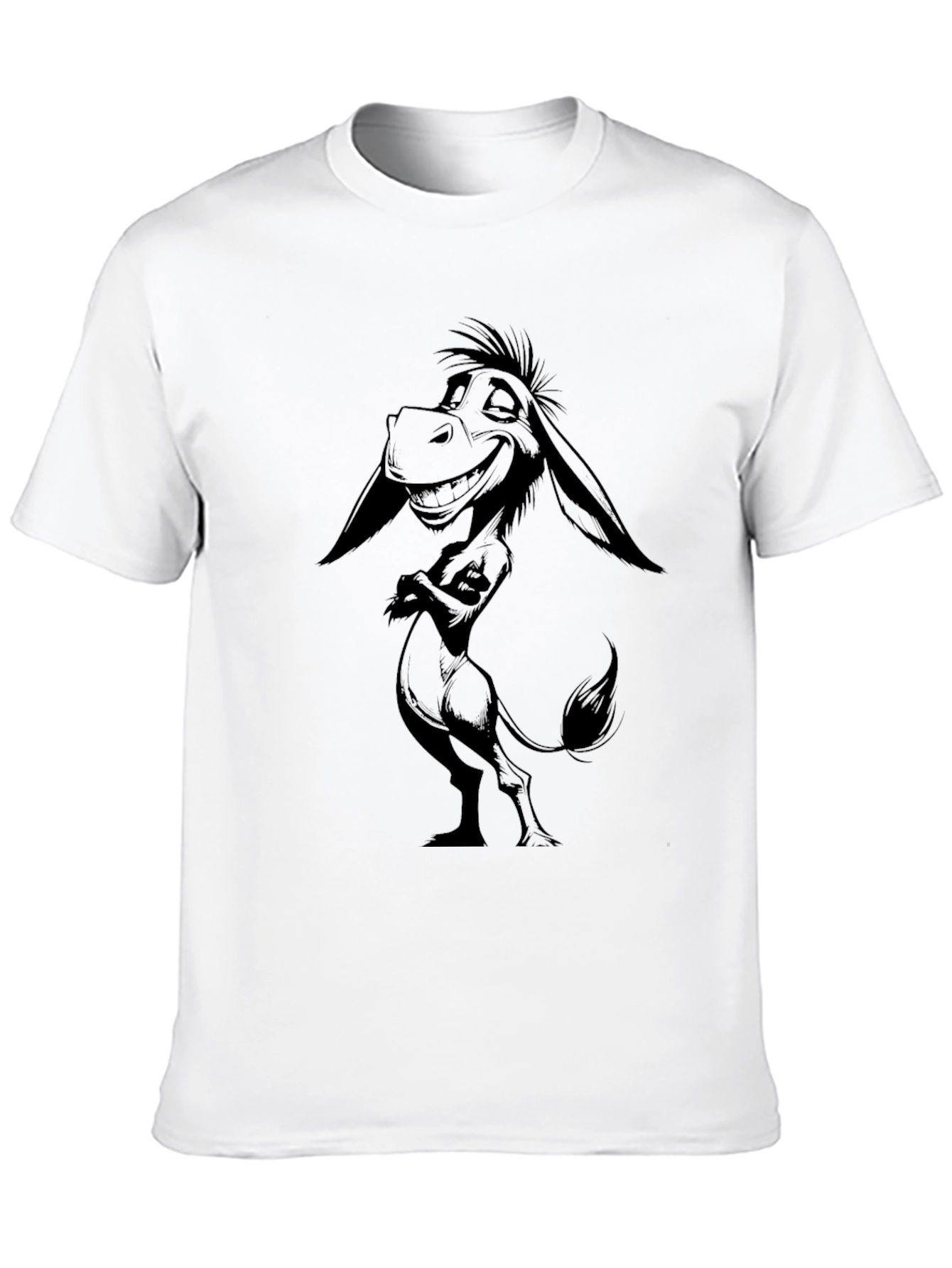Donkey Graphic Tee - Cartoon Animal Black T-Shirt