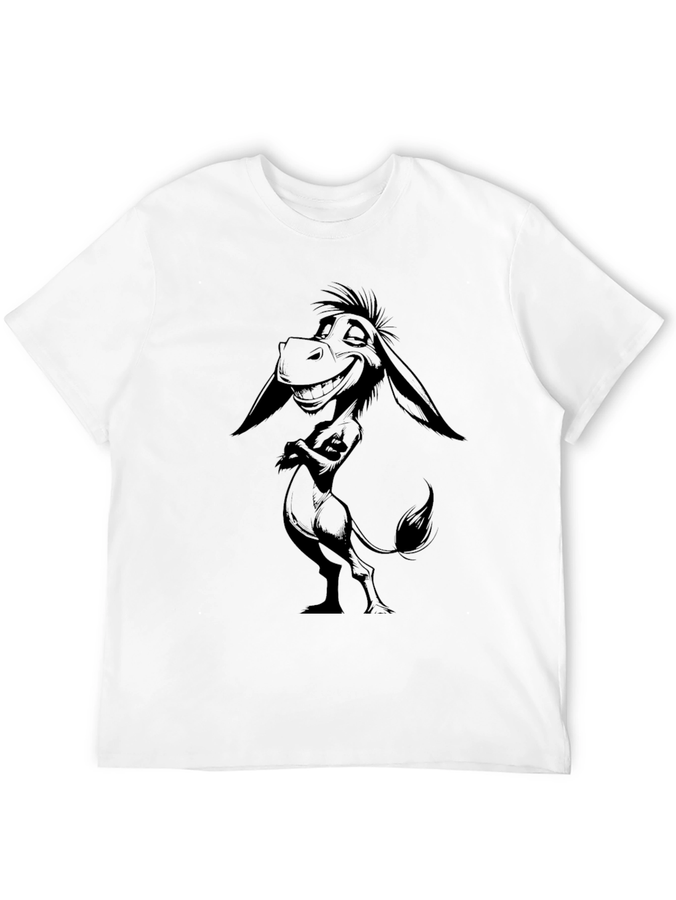Donkey Graphic Tee - Cartoon Animal Black T-Shirt
