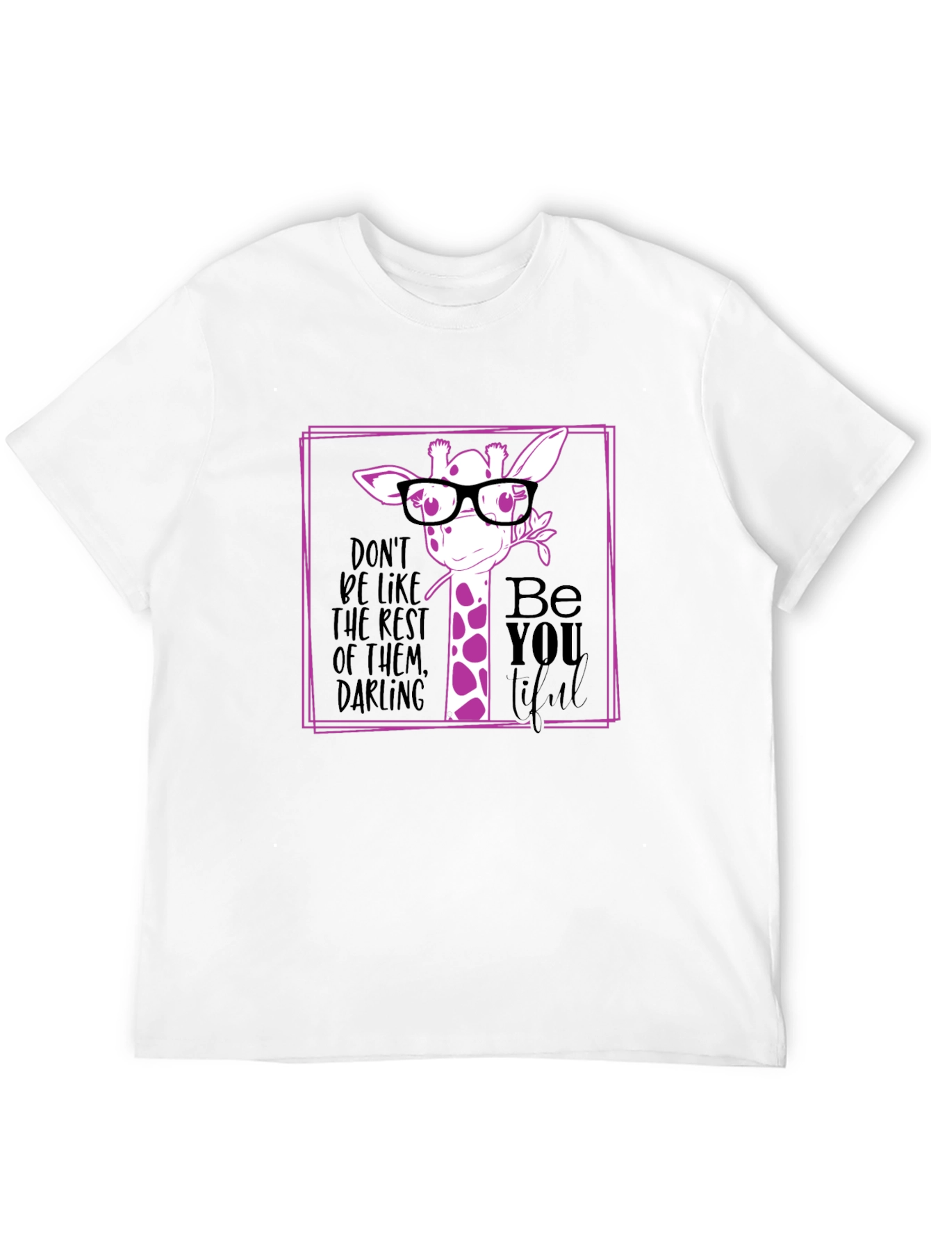 Giraffe with Glasses Graphic Black T-Shirt