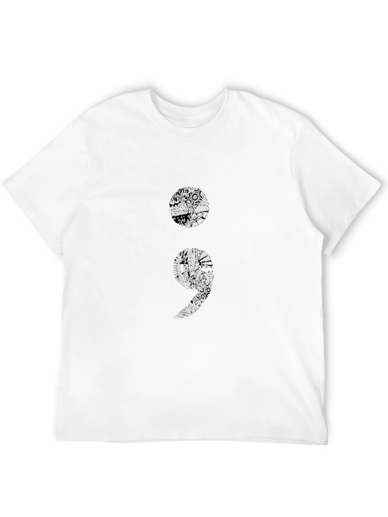 Semicolon Graphic Tee - Mens Black Cotton T-Shirt
