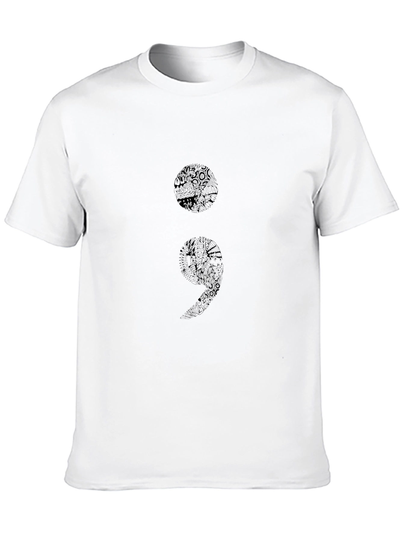 Semicolon Graphic Tee - Mens Black Cotton T-Shirt