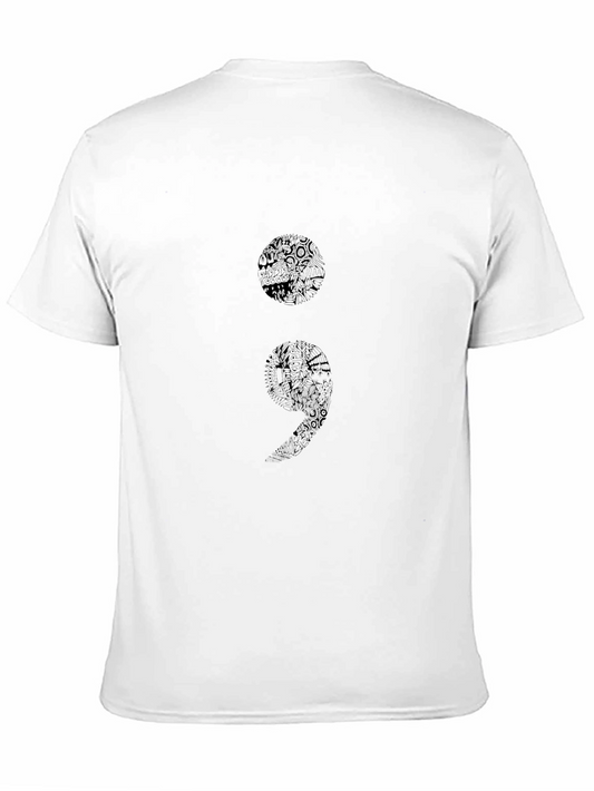 Semicolon Graphic Tee - Mens Black Cotton T-Shirt