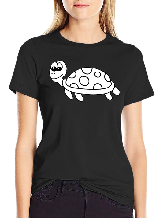 Cartoon Turtle Graphic Tee - Black