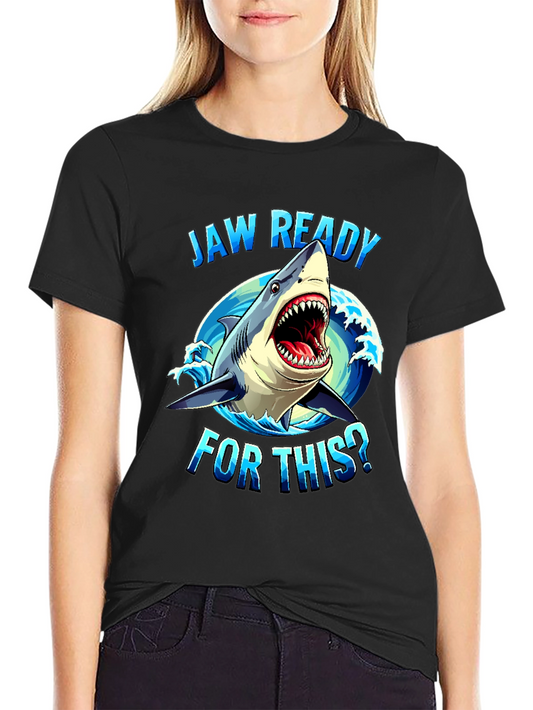 Jaw Ready Shark Graphic Tee - Black Cotton T-Shirt