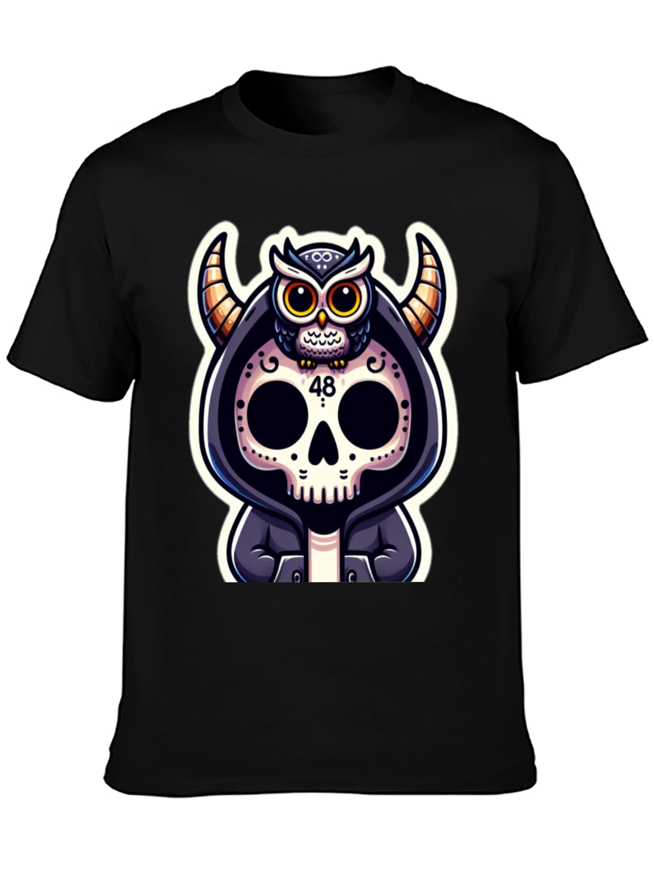 Skull Owl Devil Graphic T-Shirt