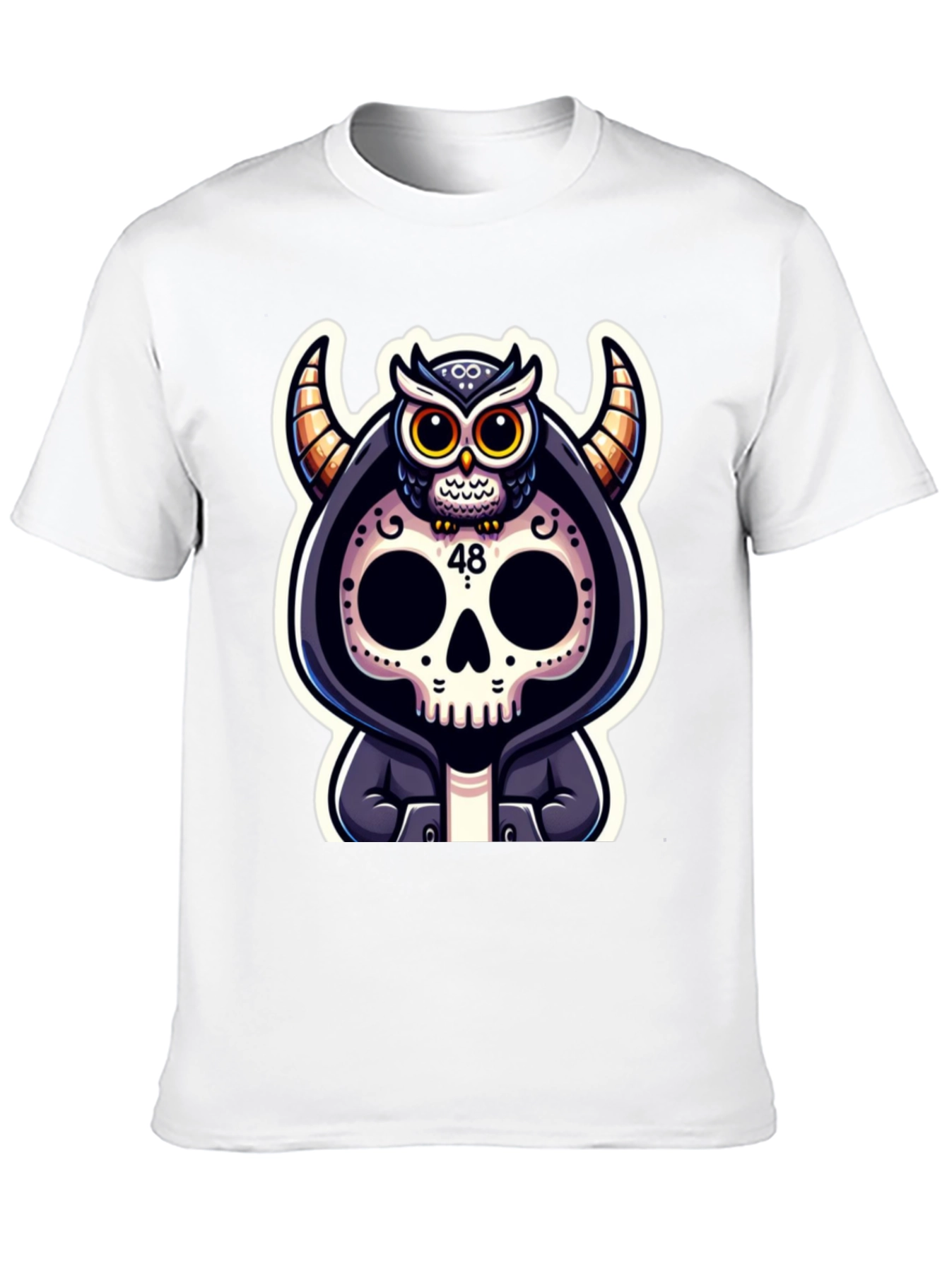 Skull Owl Devil Graphic T-Shirt