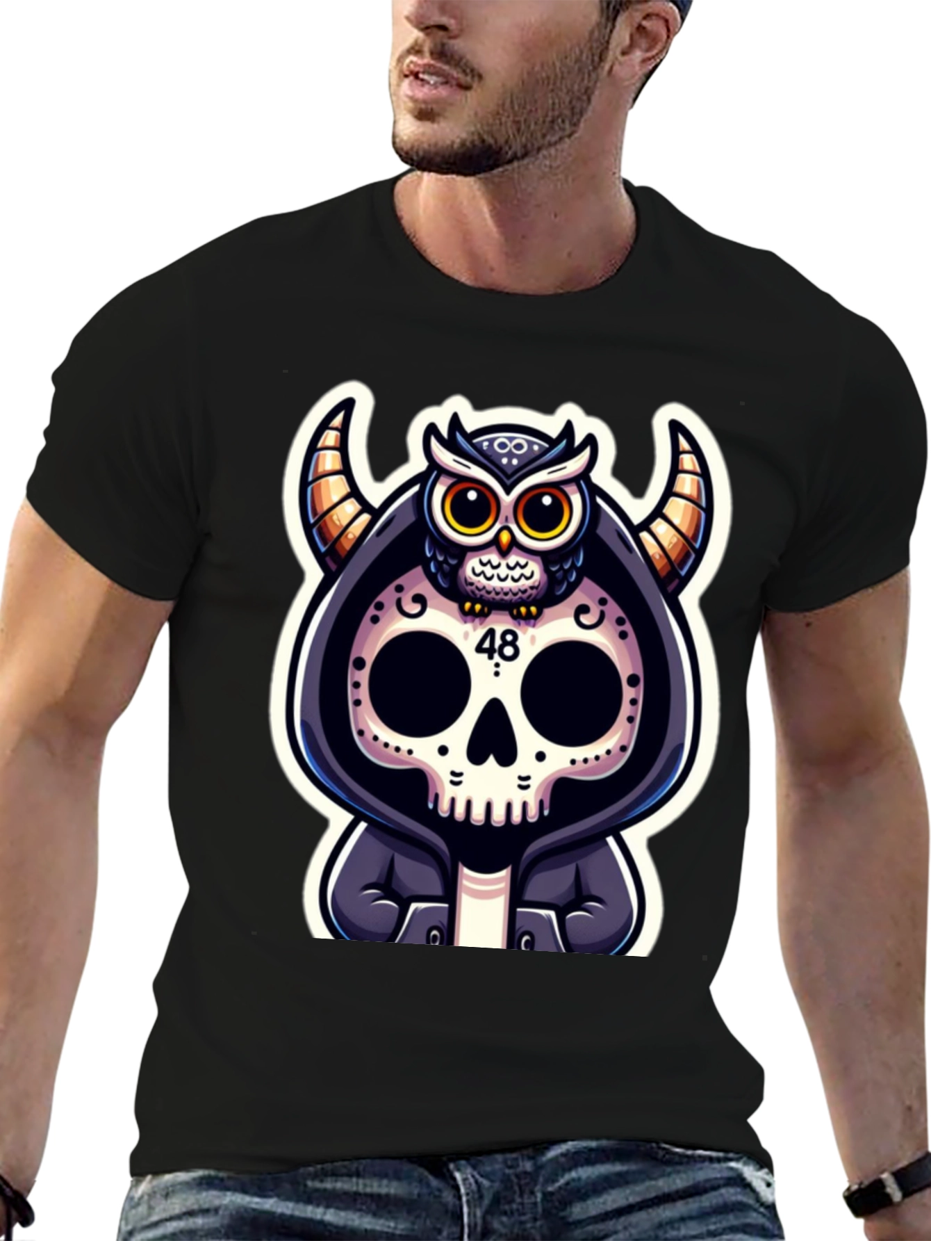 Skull Owl Devil Graphic T-Shirt