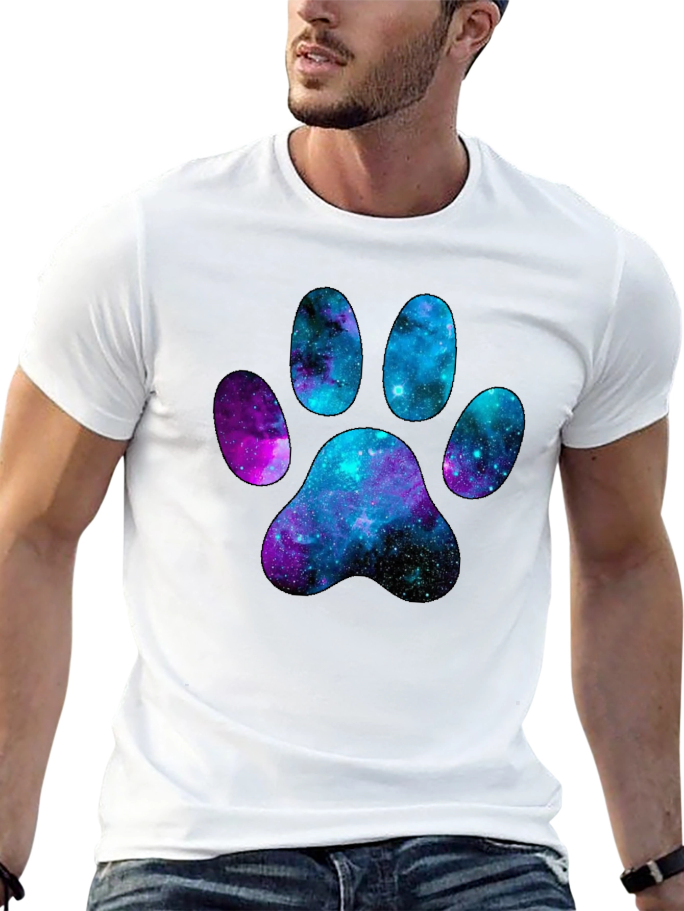 Galaxy Paw Print T-Shirt - Unique Design