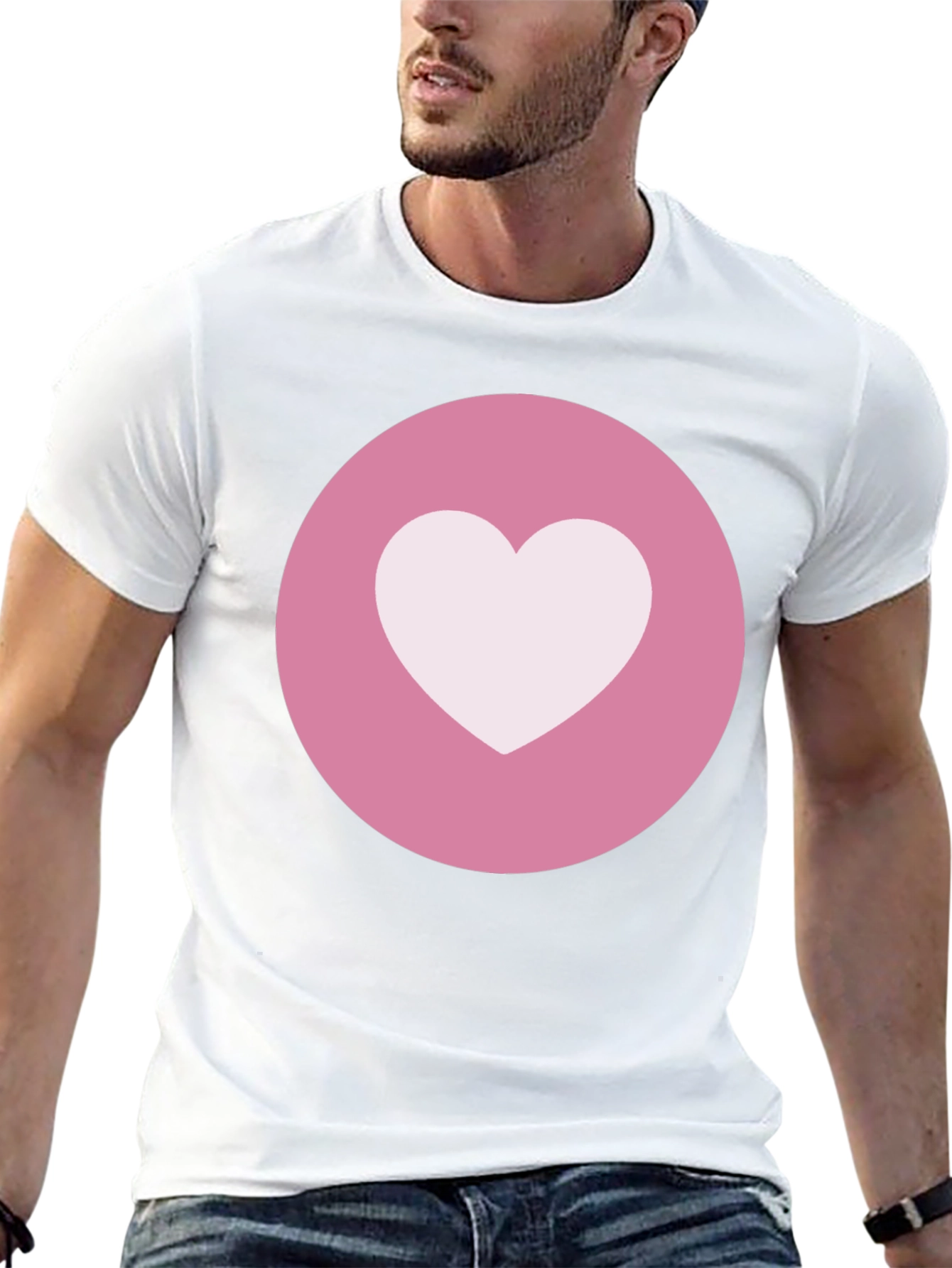 Heart Circle Graphic Tee - Black Casual Comfort