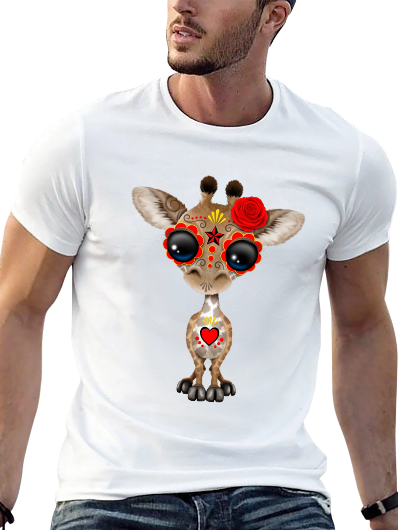Sugar Skull Giraffe Black T-Shirt