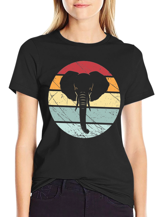 Retro Elephant Graphic Tee - Stylish Animal Lover Shirt