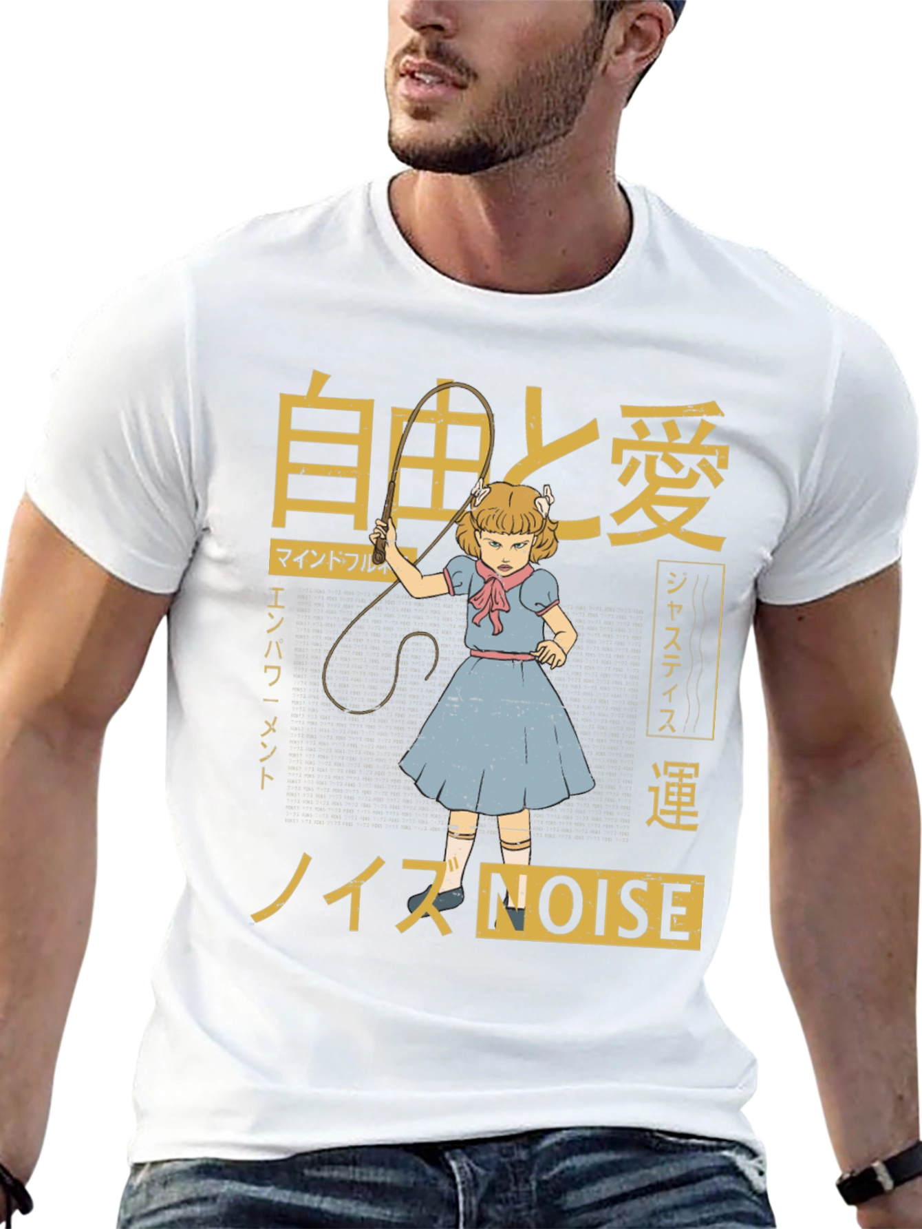 Edgy Graphic Tee: Anime Girl with a Whip