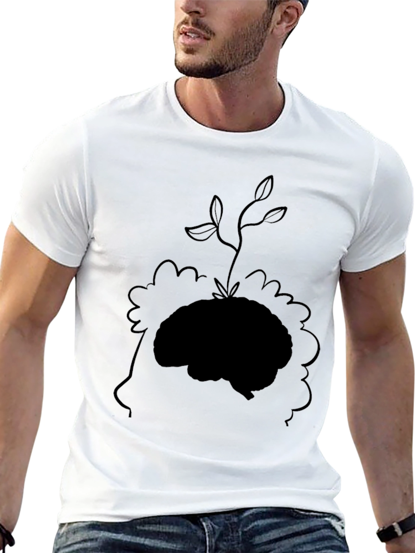 Brain Plant Graphic Tee - Black Cotton T-Shirt