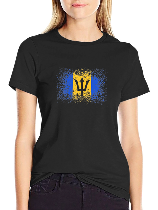 Barbados Flag T-Shirt - Black Cotton Tee