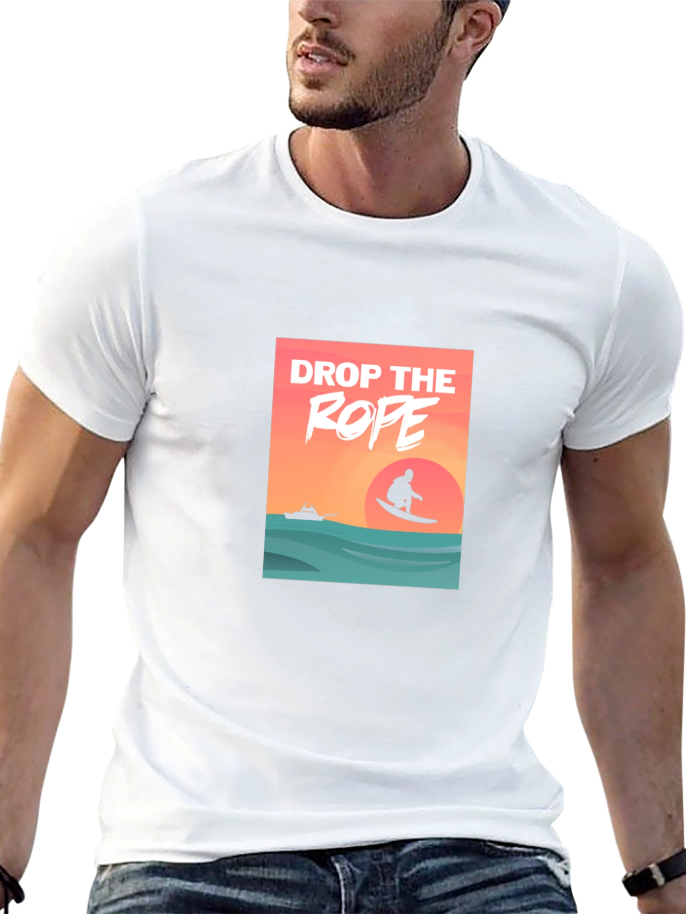 Drop The Rope Graphic Black T-Shirt
