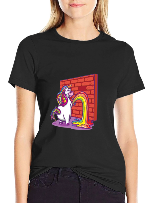 Unicorn Rainbow Brick Wall Graphic T-Shirt