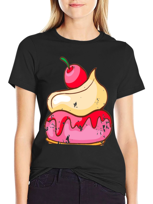Sweet Treat Tee: Cherry Topped Donut Graphic T-Shirt