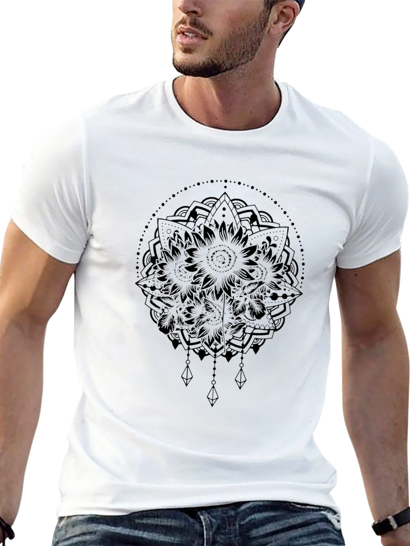 Mandala Graphic Black T-Shirt - Geometric Art