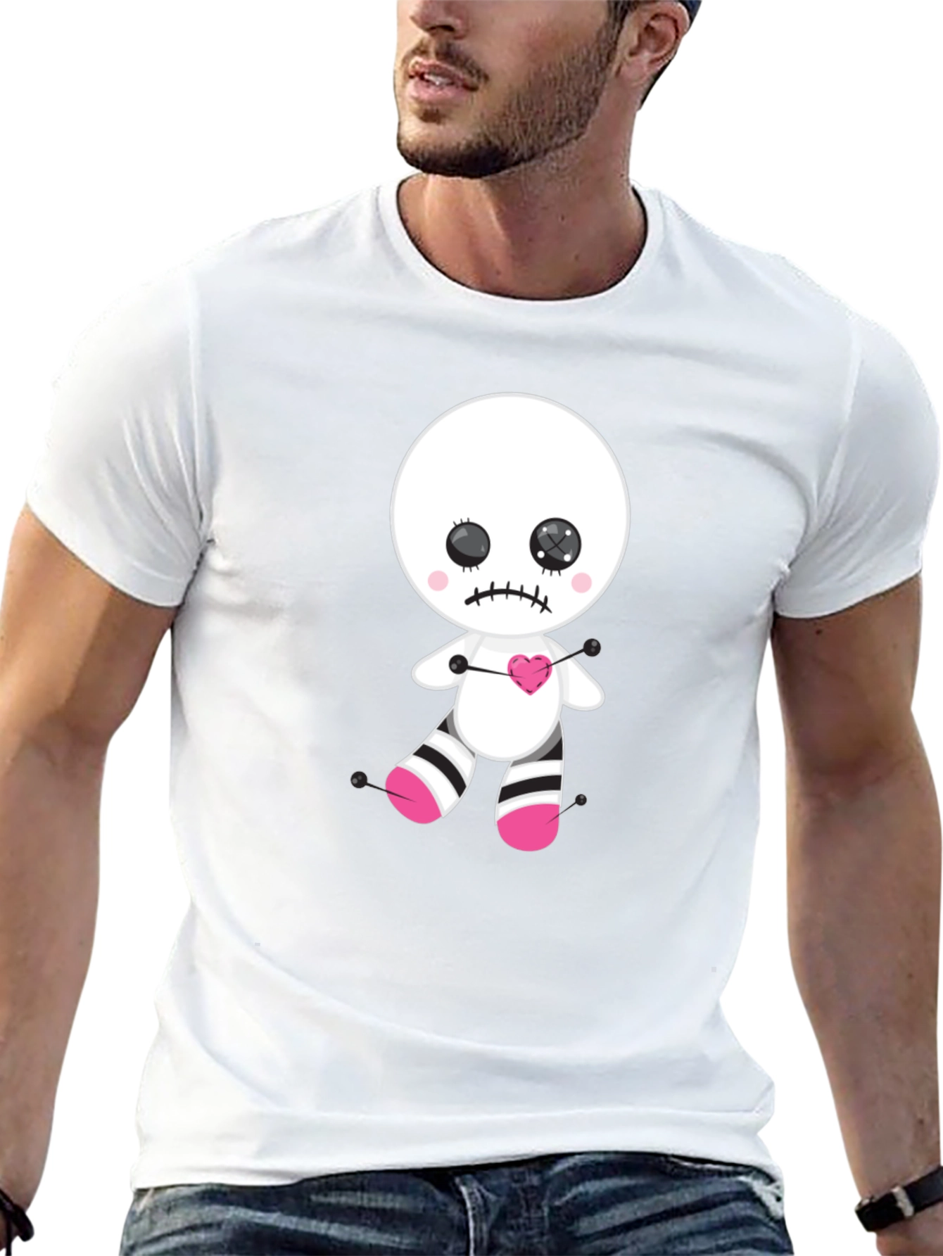 Emo Voodoo Doll Graphic Tee - Black Cotton Shirt