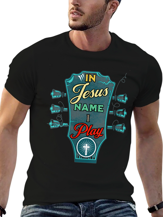 In Jesus Name I Play Guitar Graphic T-Shirt