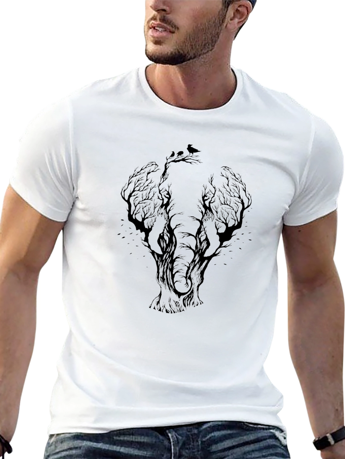Elephant Tree Graphic Black T-Shirt