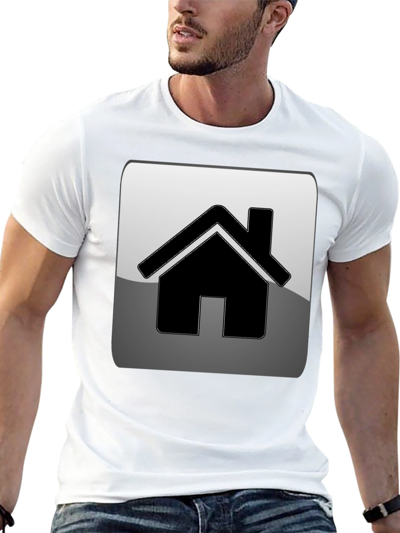 Home Icon Graphic Tee - Black Casual T-Shirt