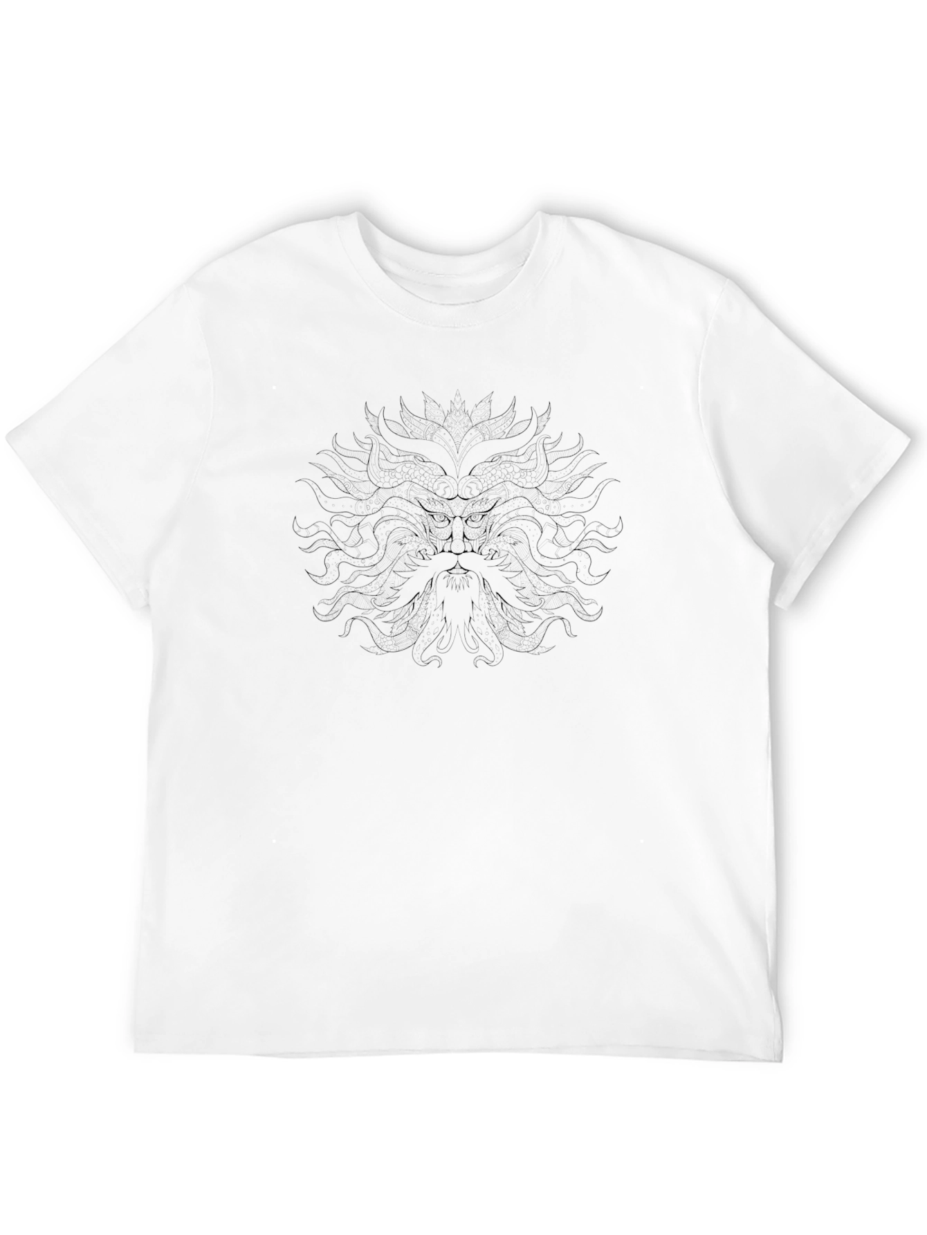 Black Graphic Tee - Abstract Bearded Face Design