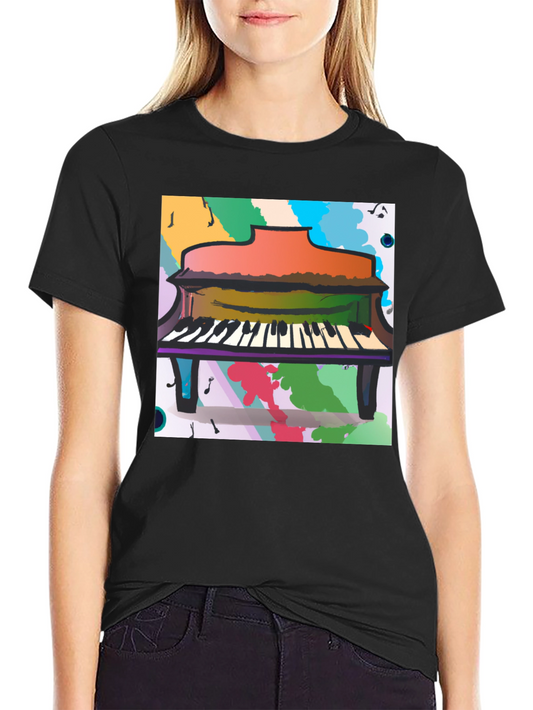 Abstract Piano Graphic Tee - Black Unisex T-Shirt