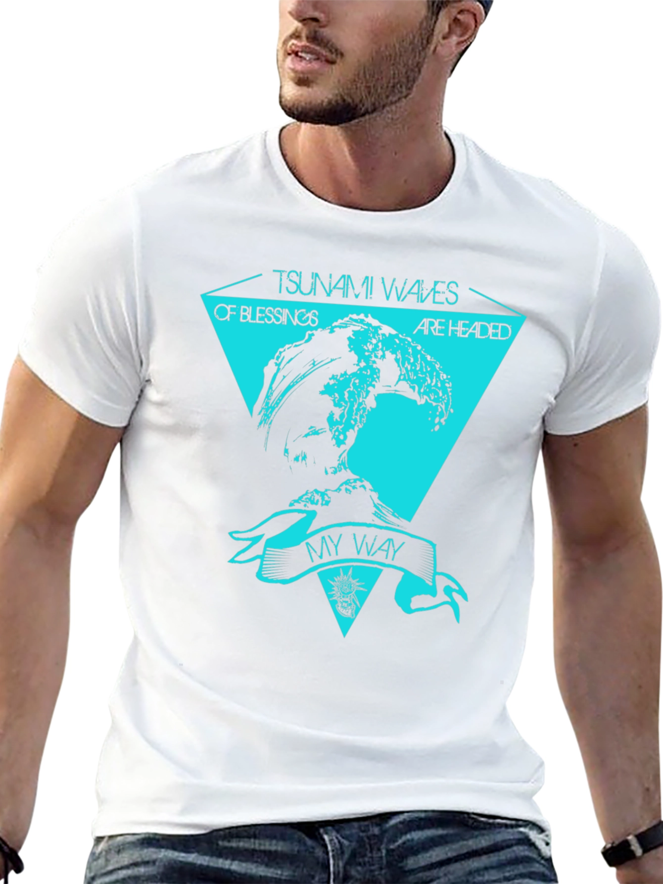 Tsunami Waves Graphic T-Shirt - Black Cotton Tee