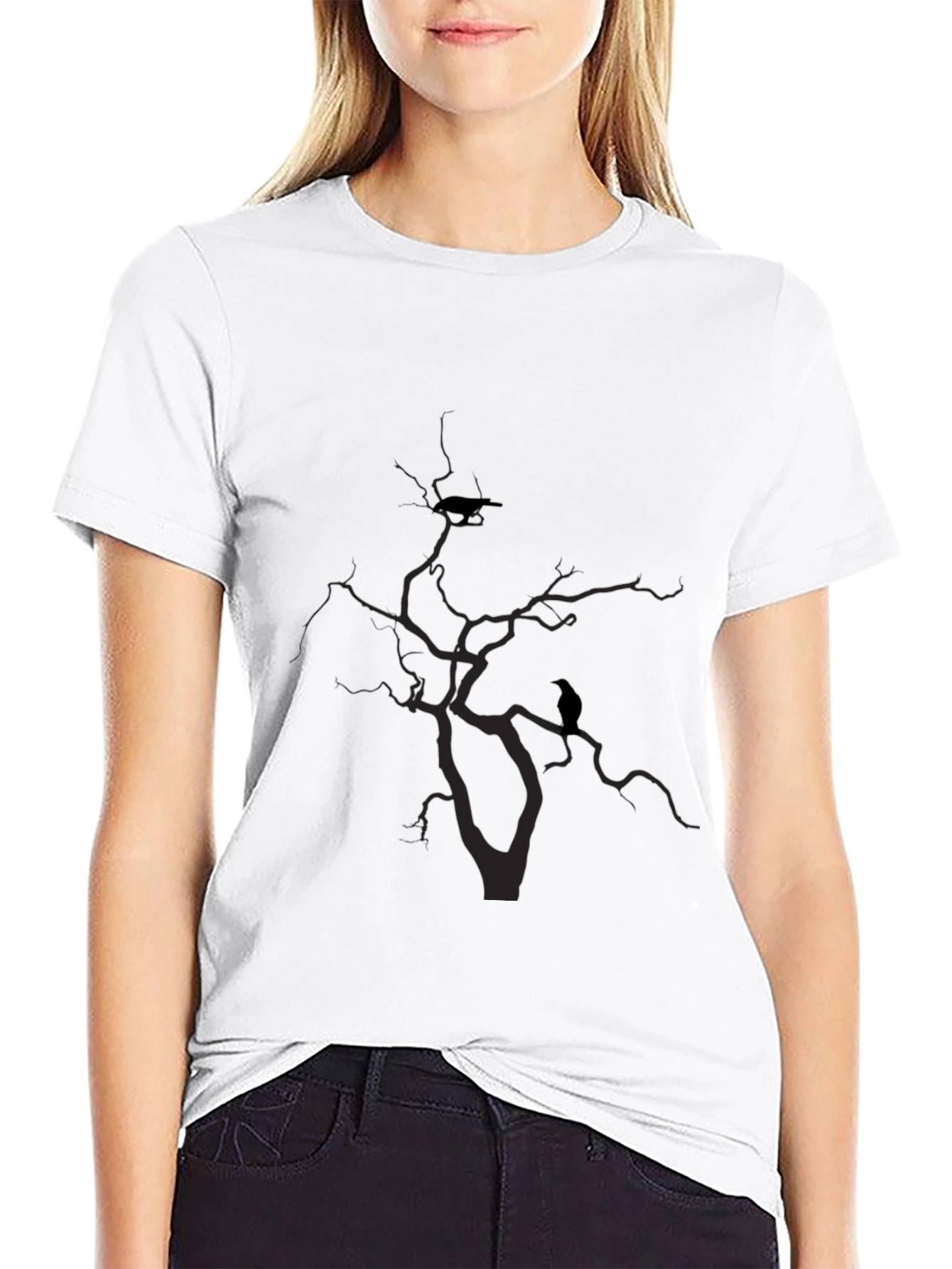Raven Tree Graphic T-Shirt - Black
