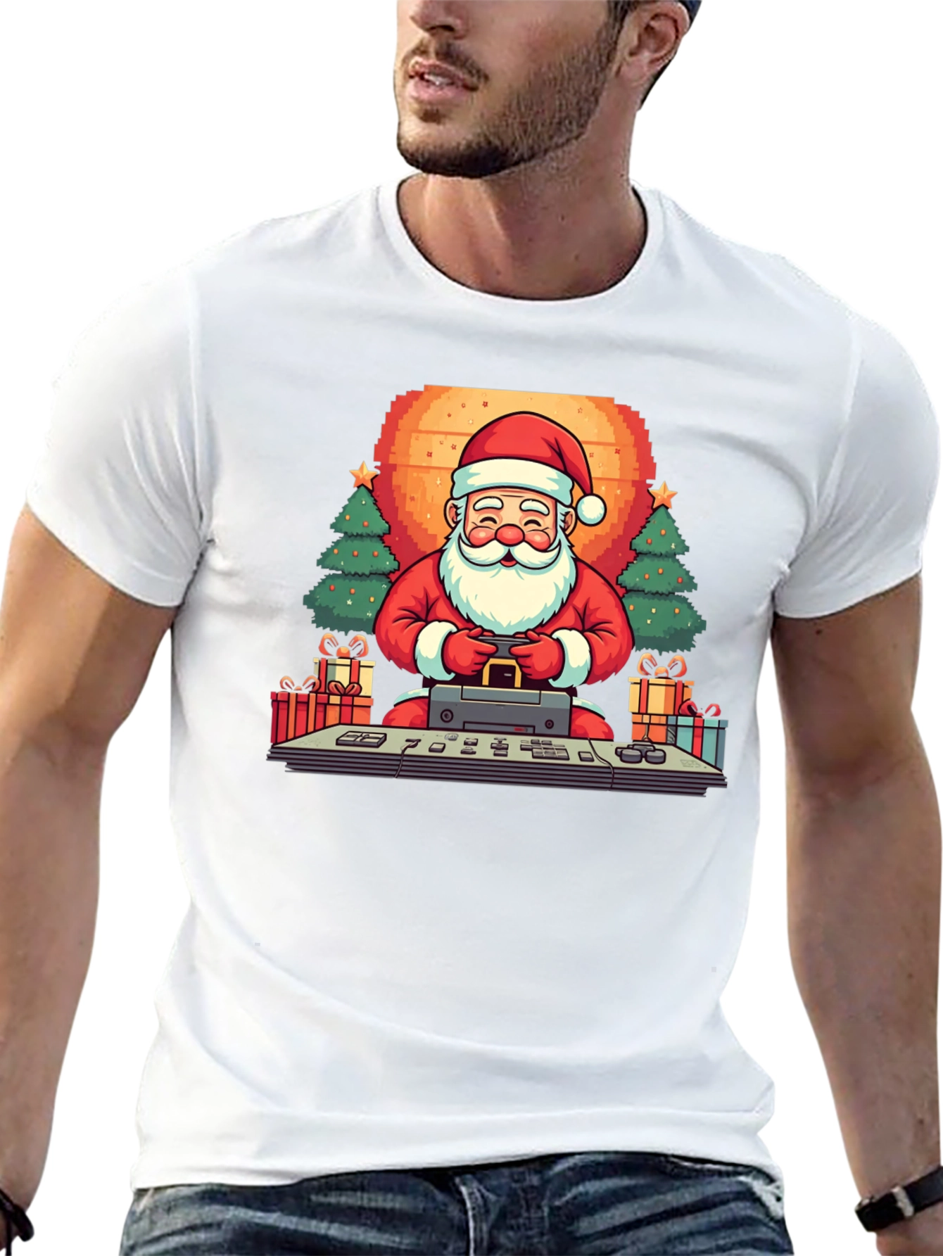 Gamer Santa T-Shirt: Retro Holiday Style