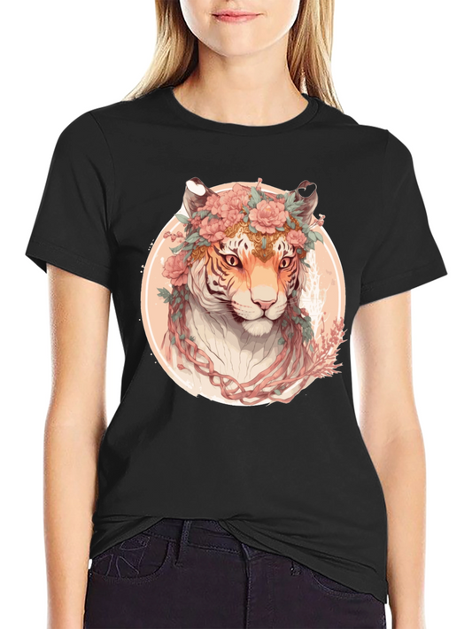 Floral Tiger Graphic T-Shirt - Unique Artistic Design